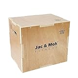 JacMok 3 in 1 Holz Plyo Box-Jumping Box-Non-Slip Plyometric Box for Jumping Exercise - Workout Step Platform, Heavy Duty (16/14/12, Wood)